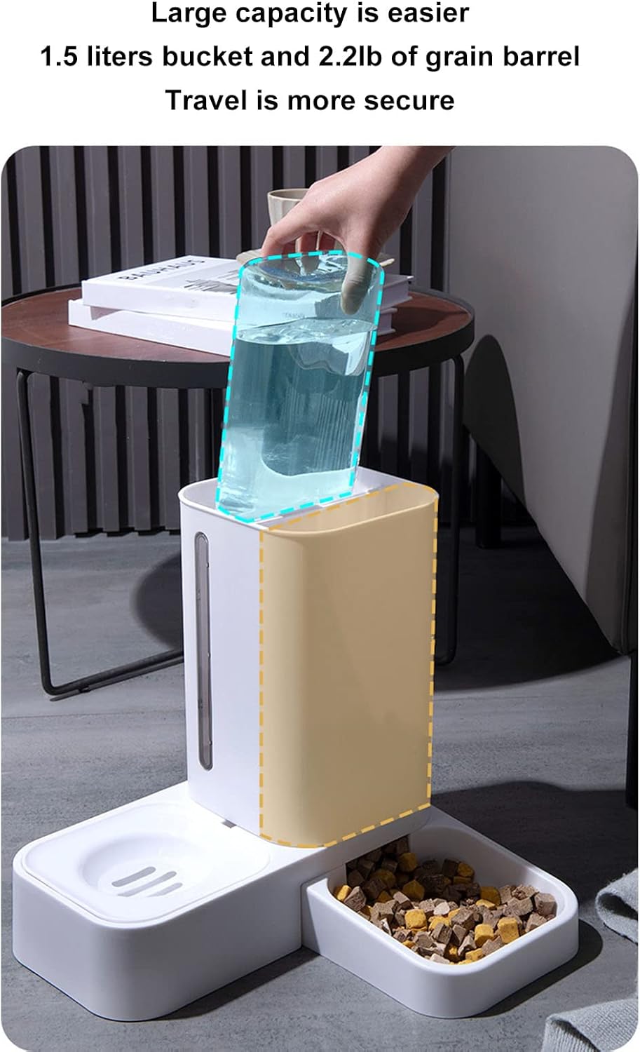 2-in-1-Futterautomat für Haustiere, Hunde- und Katzenfutterspender und Wasserspender 2-in-1-Wasser-