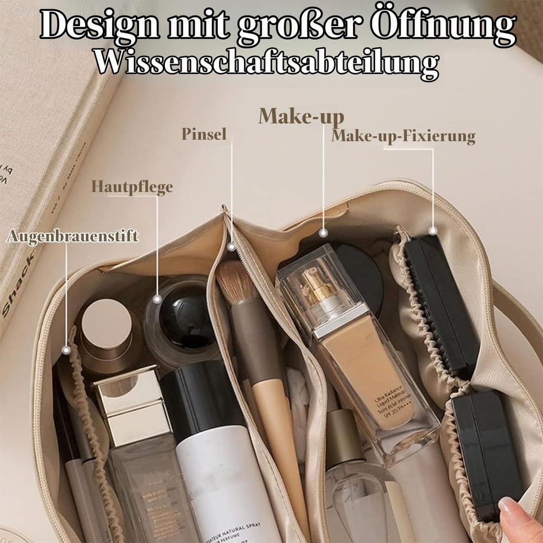 1PCS Make Up Tasche, Reise Kosmetiktasche mit grossem Fassungsvermögen, tragbare wasserdichte Leder