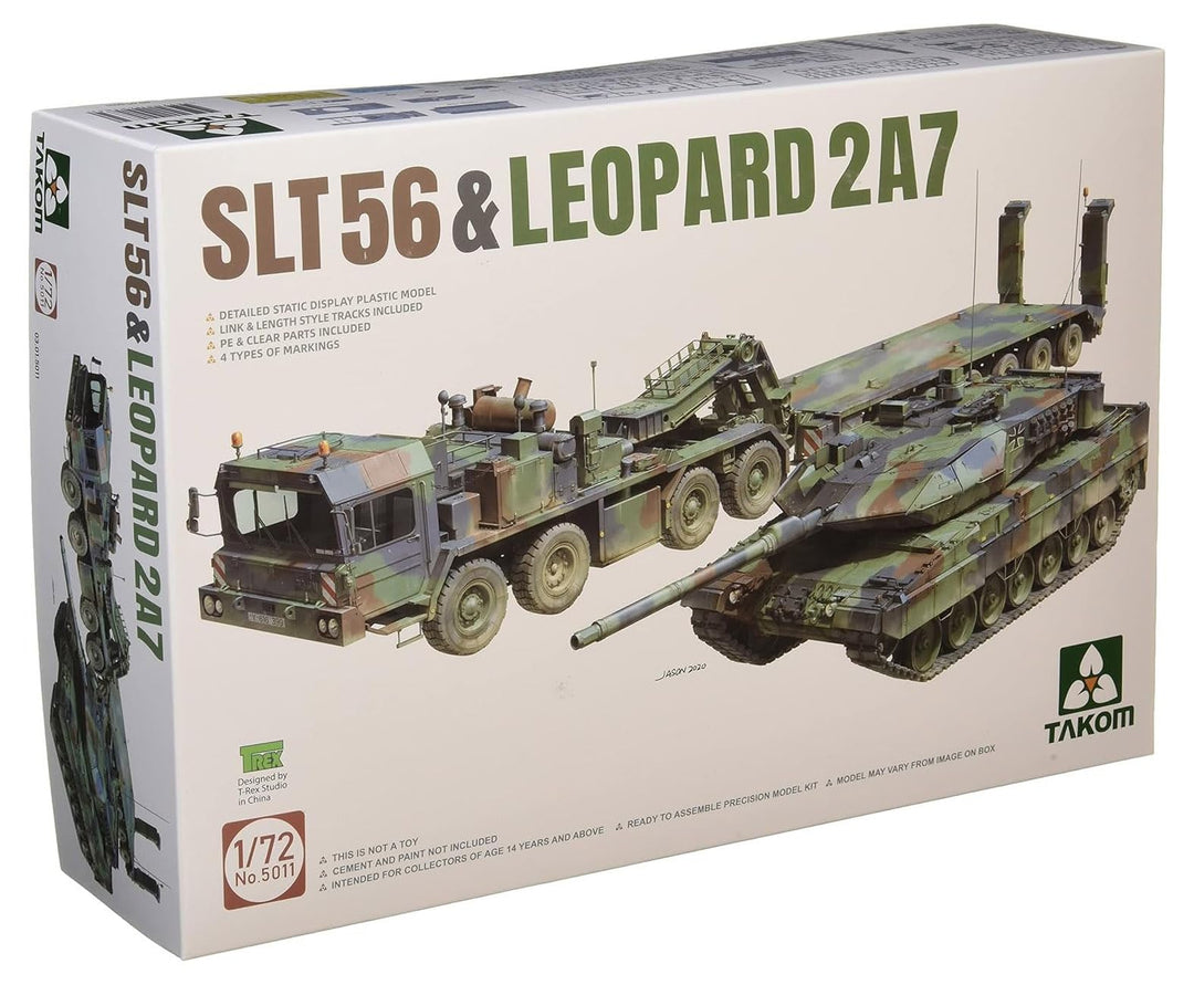 TAKOM Franziska TAK5011 1/72 SLT56 & Leopard 2A7 Plastic Model KIT, Transparent, 1:72