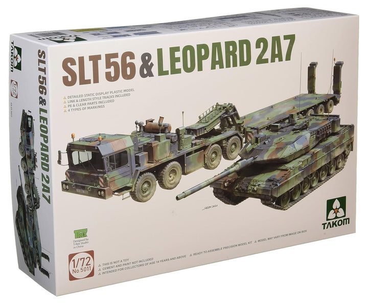 TAKOM Franziska TAK5011 1/72 SLT56 & Leopard 2A7 Plastic Model KIT, Transparent, 1:72