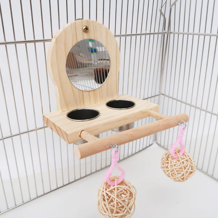 Vogelspiegel für Käfig, 2 Stück Edelstahl-Vogelfutter- und Bewässerungszubehör, Vogelstange und Voge