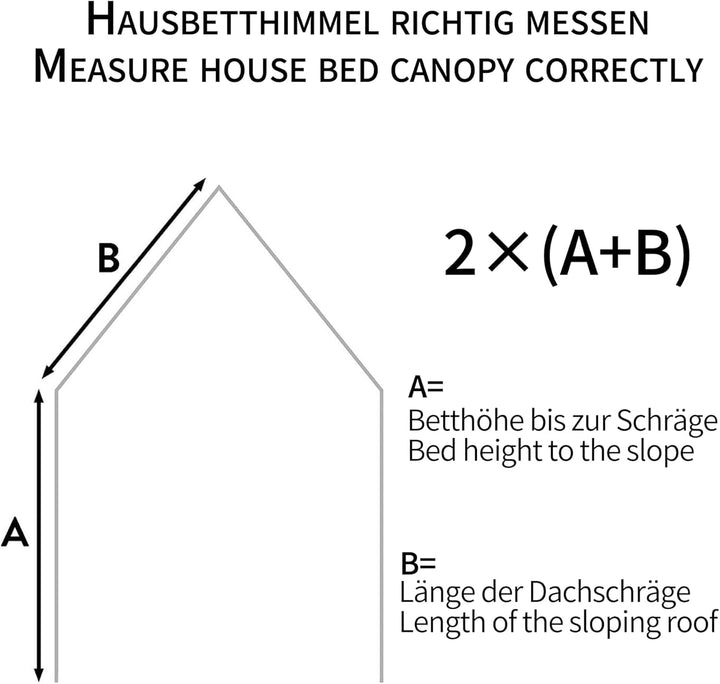 Hook Hausbett Himmel Deko Set, Betthimmel Hausbett aus Musselin - 2 Betthimmel &amp; 1 Wimpelkette, für