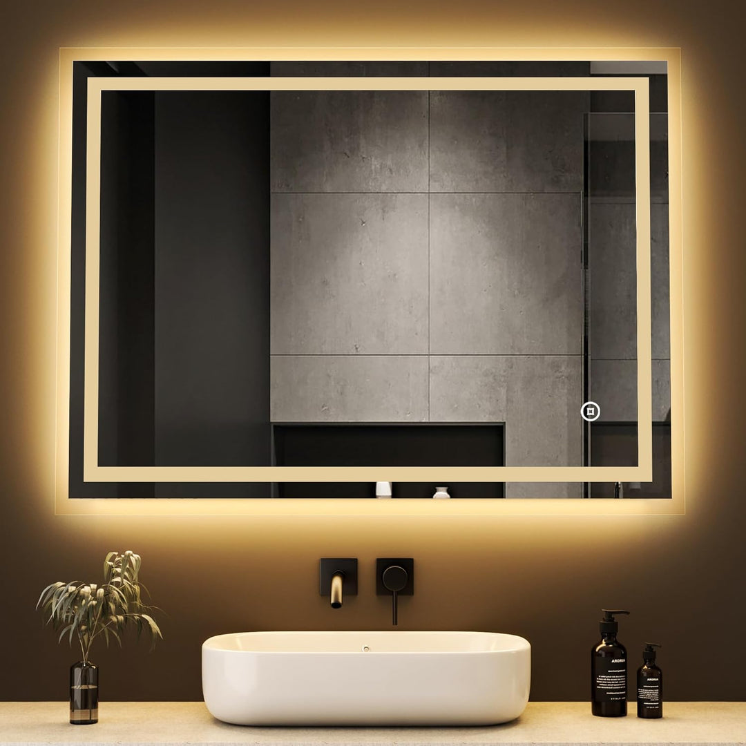 Boromal LED Badspiegel mit Beleuchtung 50x70cm Badezimmerspiegel 3 Lichtfarbe Dimmbar 3000-6500K 241
