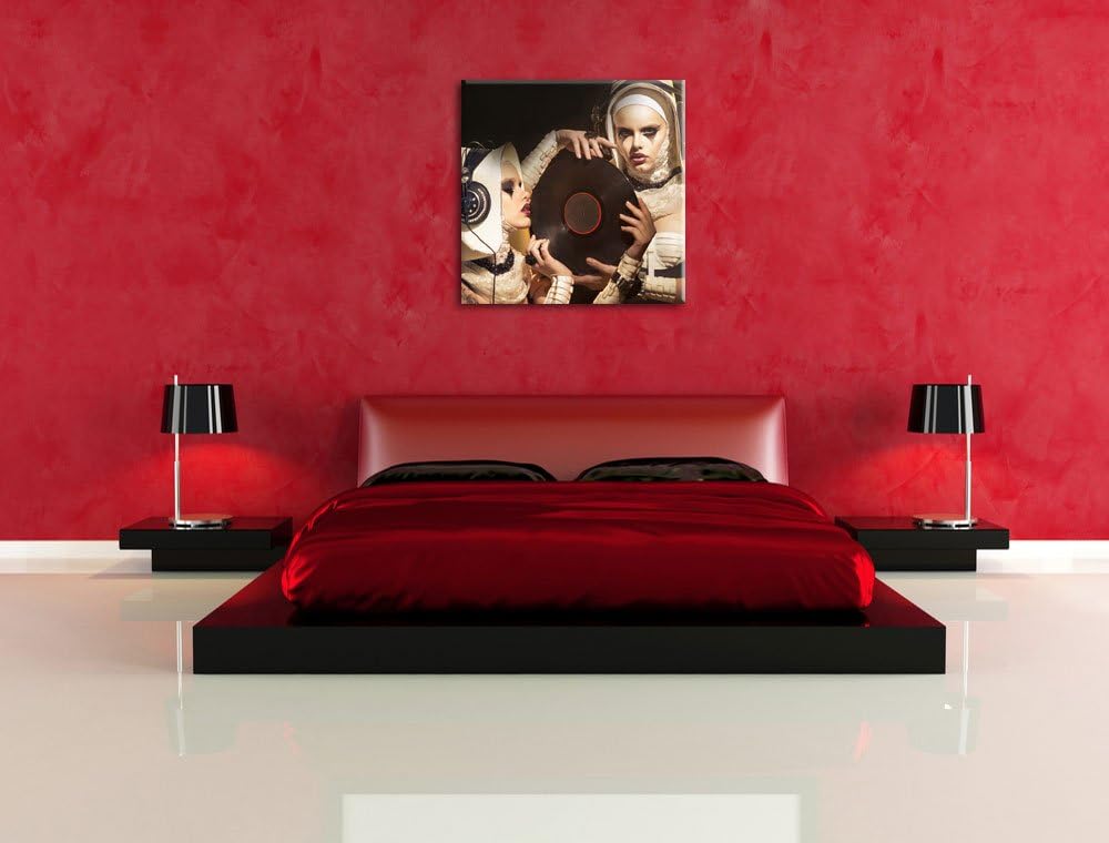 Mysteriöse DJ Frauen, Format: 70x70 auf Leinwand, XXL riesige Bilder fertig gerahmt mit Keilrahmen,