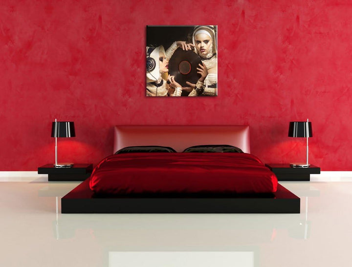 Mysteriöse DJ Frauen, Format: 70x70 auf Leinwand, XXL riesige Bilder fertig gerahmt mit Keilrahmen,
