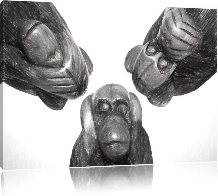 Pixxprint Nichts hören/sehen/Sagen als Leinwandbild/Grösse: 100x70 cm/Wandbild/Kunstdruck/fertig bes