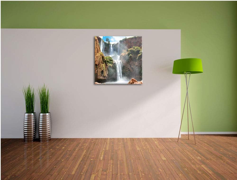Spektakulärer Wasserfall, Format: 70x70 auf Leinwand, XXL riesige Bilder fertig gerahmt mit Keilrahm
