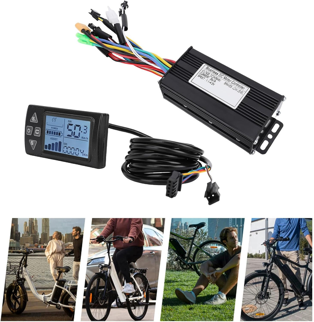 BuyWeek Elektrofahrrad Brushless Motor Controller Kit, 36V 48V 500W 750W 26A 3 Modus Sinuswellen Mot