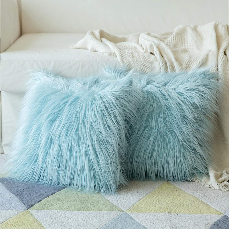 MIULEE 2er Set Kissenbezüge Zierkissen Kuschelkissen Kunstfell Flauschig Fellkissen Dekokissen Sofak