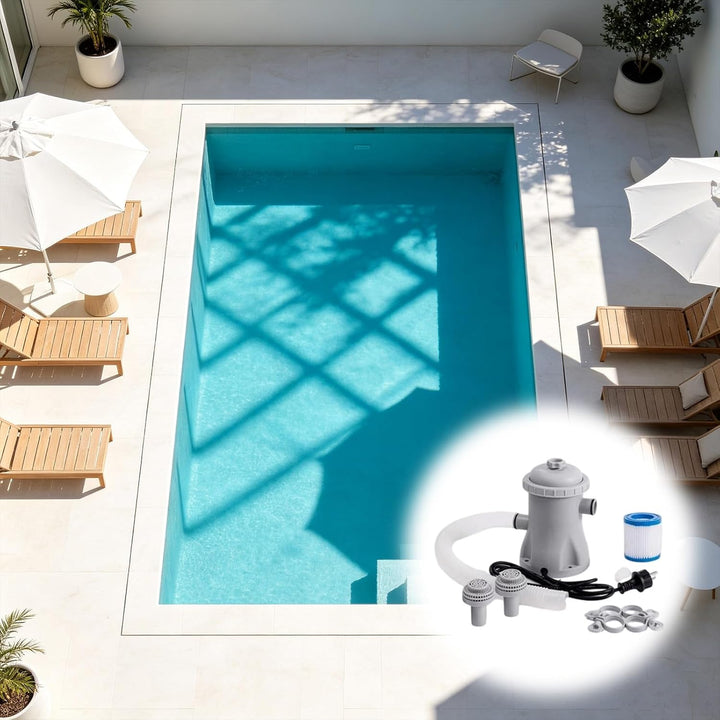 Pool Filterpumpe oberirdisch, Pool Filterpumpe Komplettset mit Schlauch Rosa, Rosa