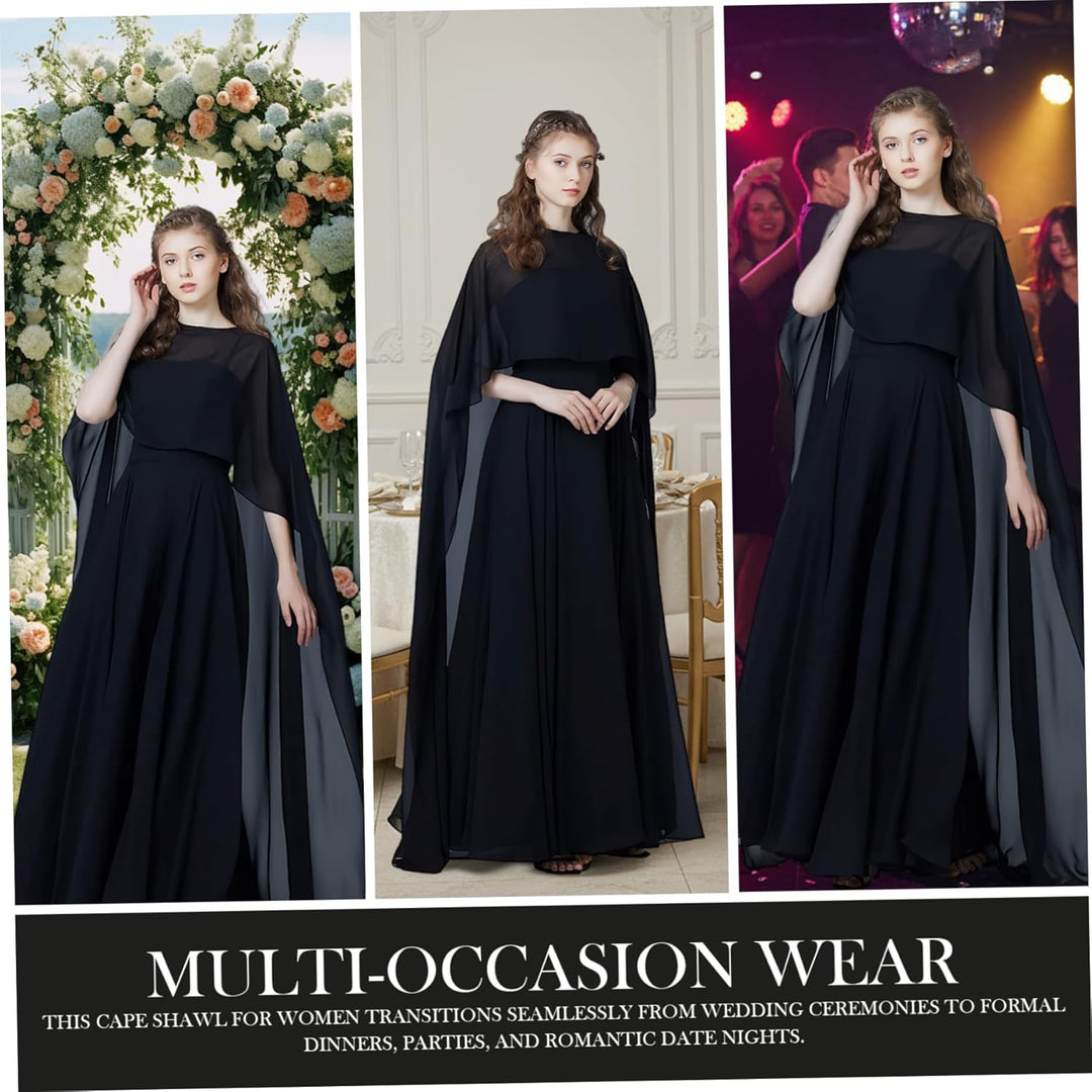 Durchsichtiger Chiffon-Umhang für Damen, 59 Zoll, eleganter Brautschal für Hochzeiten und Abendveran