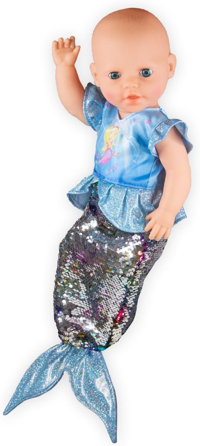 Heless 2920 - Kleid für Puppen, Meerjungfrau Ava mit Wendepailletten, Grösse 35 - 45 cm Puppen-Kleid