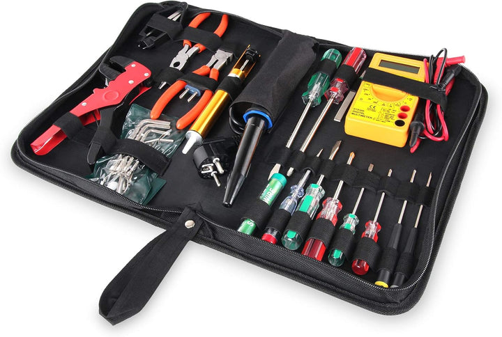 Stagecaptain EWS-15 Elektro-Werkzeug Set (27 Teile, inklusive Lötkolben und Multimeter, für Proberau