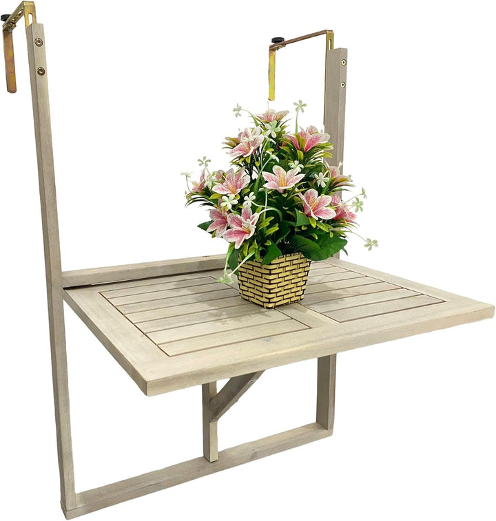 ESTEXO Balkonhängetisch Balkontisch Hängetisch 60x40 cm Klapptisch Balkon Tisch Weiss Klappbar