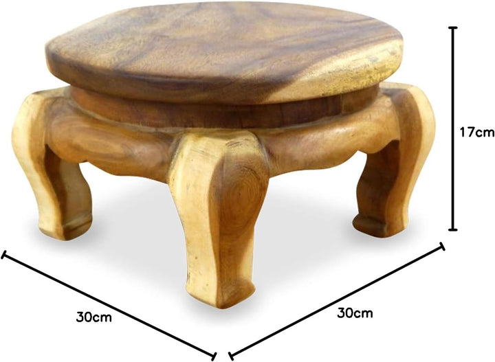 livasia Runder Opiumtisch, Beistelltisch, Massivholztisch, Nachttisch, Podest Natur 30cm, Natur 30cm