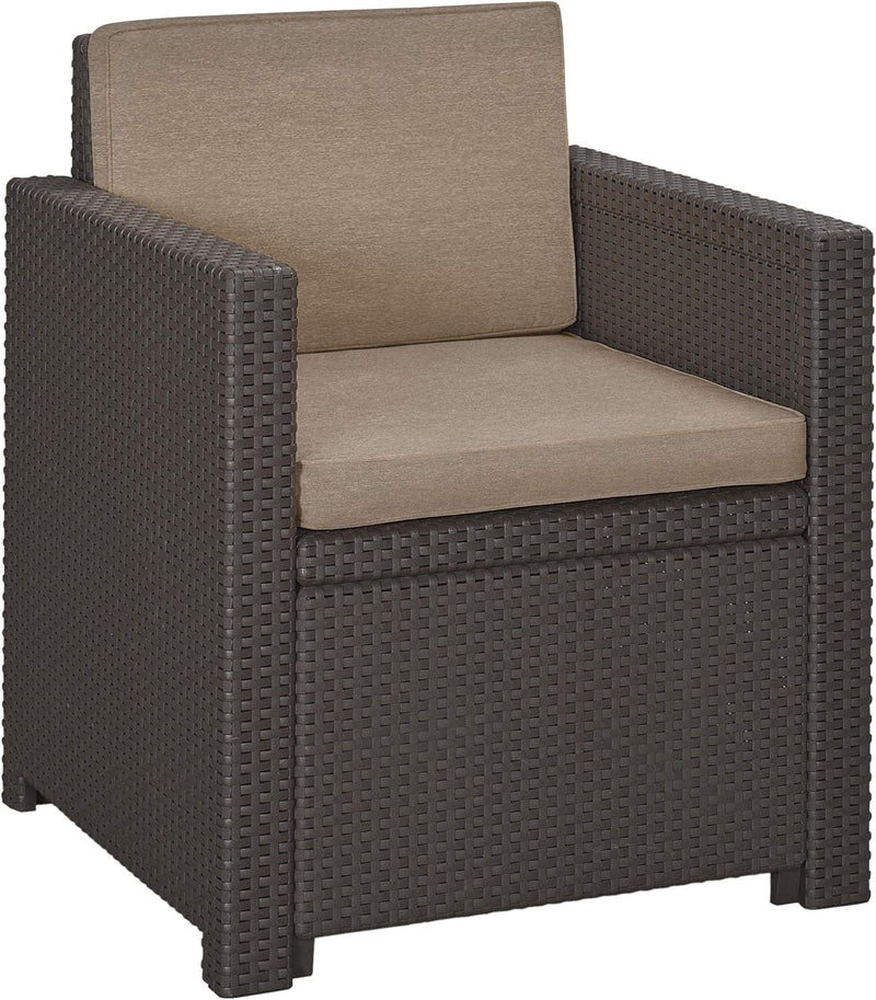 Allibert by Keter Victoria Loungesessel, braun, 65x62x77cm, Kunststoff in flacher Rattanoptik, wette