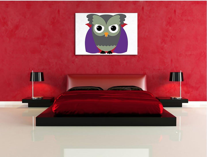 Vampir Eule weiss, Format: 100x70 auf Leinwand, XXL riesige Bilder fertig gerahmt mit Keilrahmen, Ku