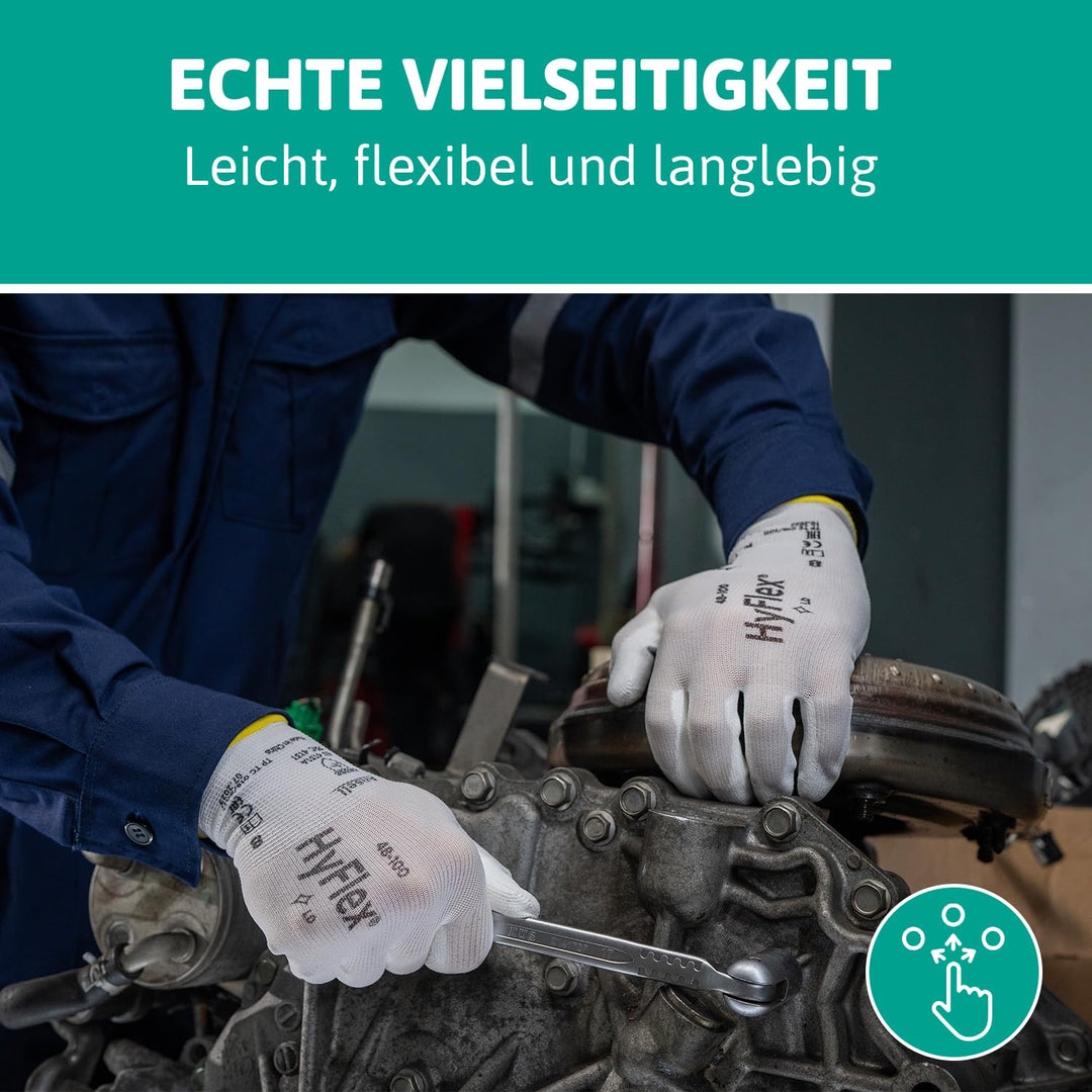 Ansell HyFlex 11-800 Professionelle Arbeitshandschuhe, Rutschfeste Nitril-Beschichtung, Industrie-Sc