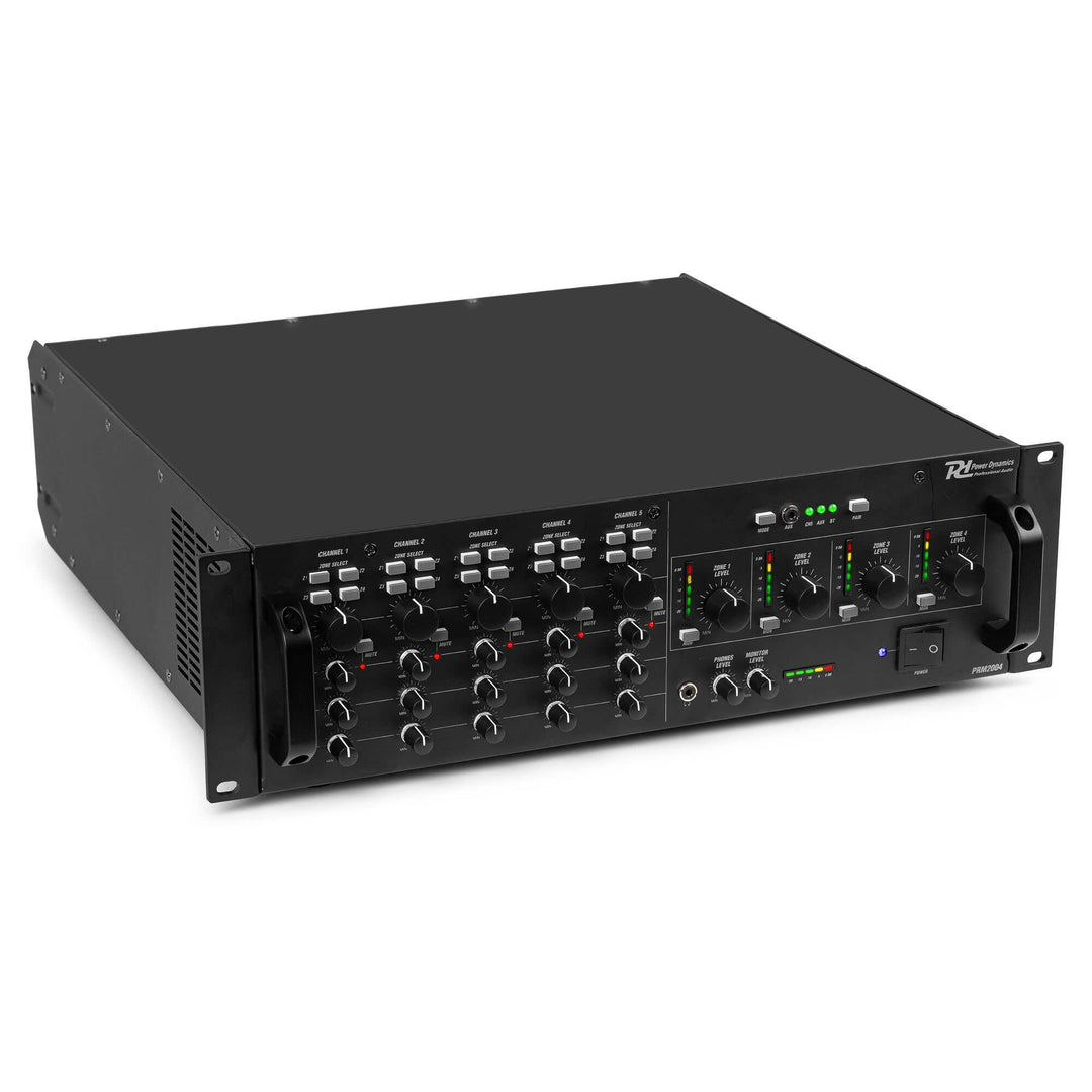 Power Dynamics PAM2004-4 Zonen Verstärker mit Bluetooth – 4x 200W – 100V & 4/8 Ohm – 4 Kanal Amplifi