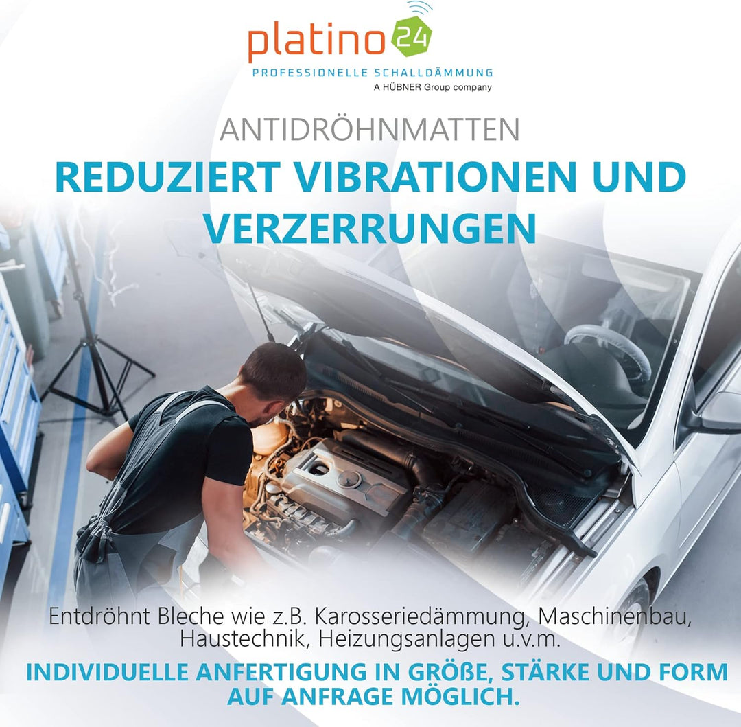 platino24 10x Bitumenmatten 500x200x2mm, Antidröhnmatten selbstklebend, Dämmmatten Auto, Schalldämmu