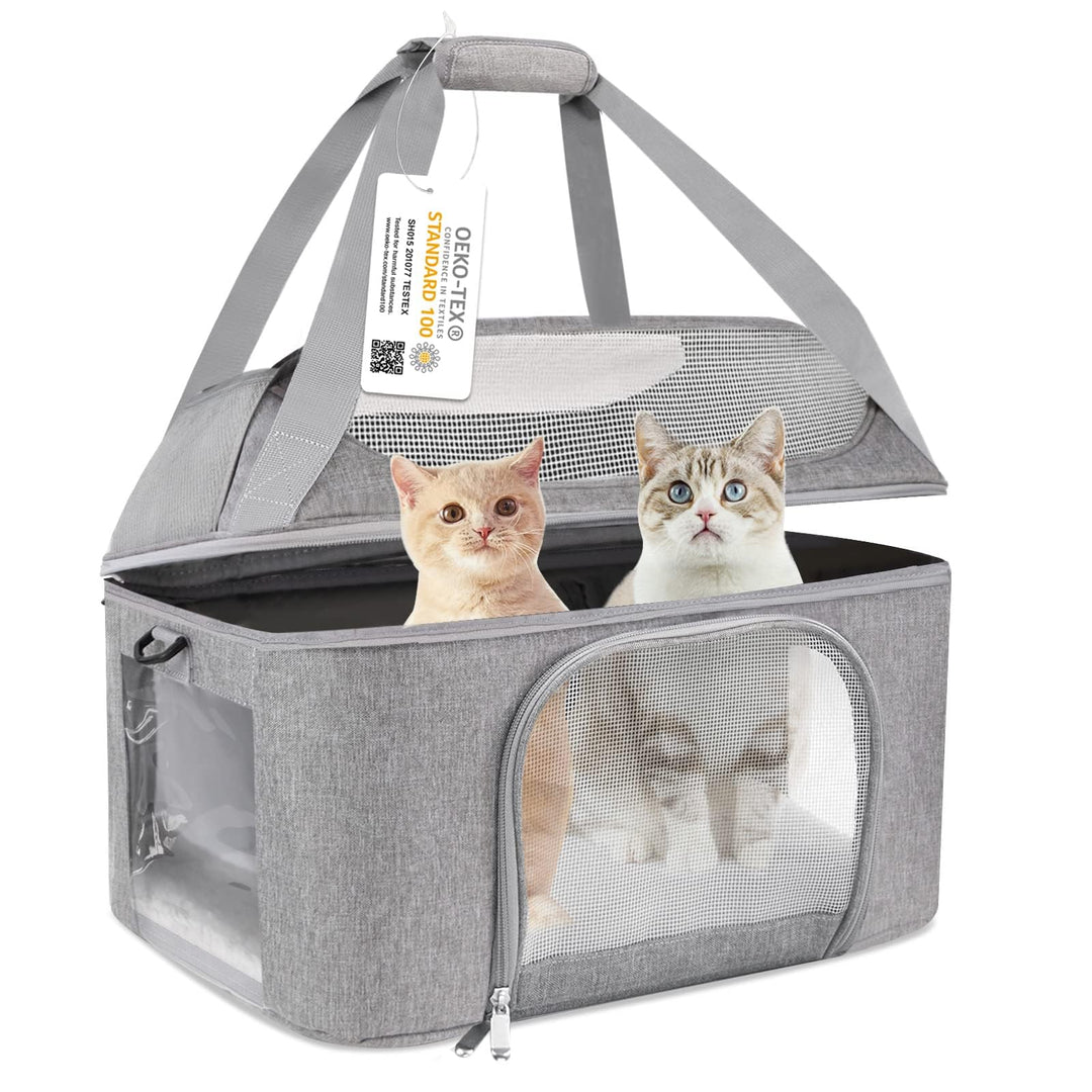 Grosse Katzentragetasche für 2 Katzen, kleine Hunde, zusammenklappbare Reise-Welpen-Tragetasche, TSA