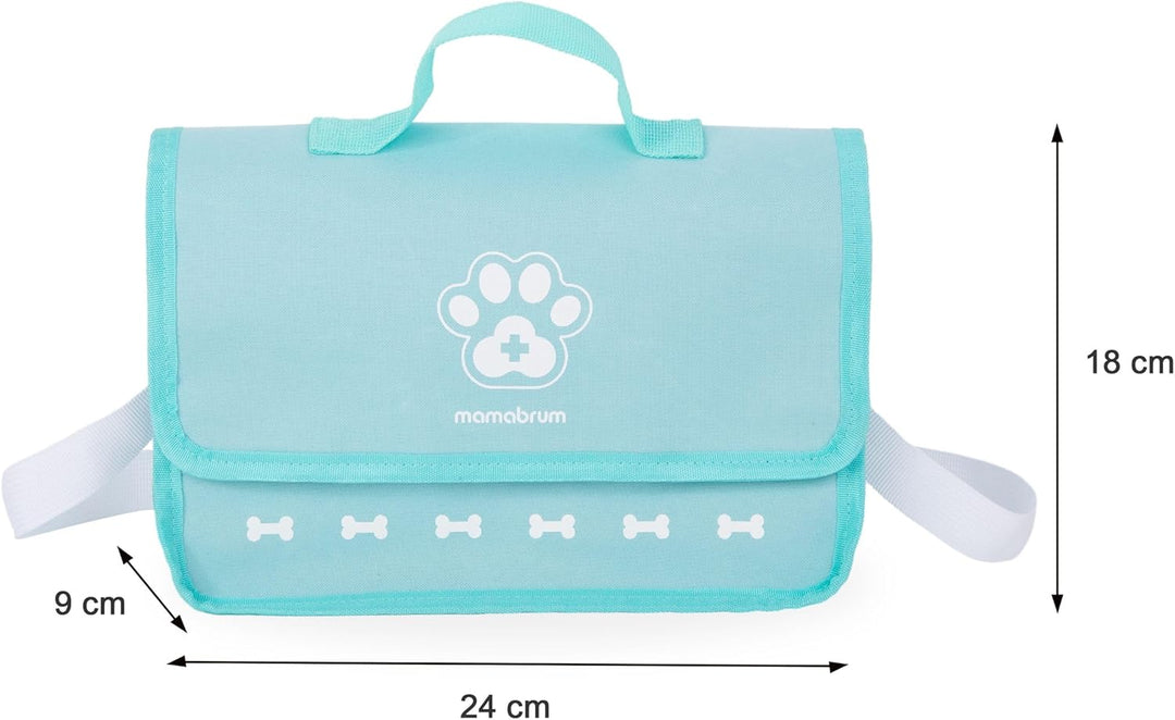Mamabrum Holz Tierarzt Set für Kinder ab 3 Jahren - Kreatives Rollenspiel mit realistischem Zubehör