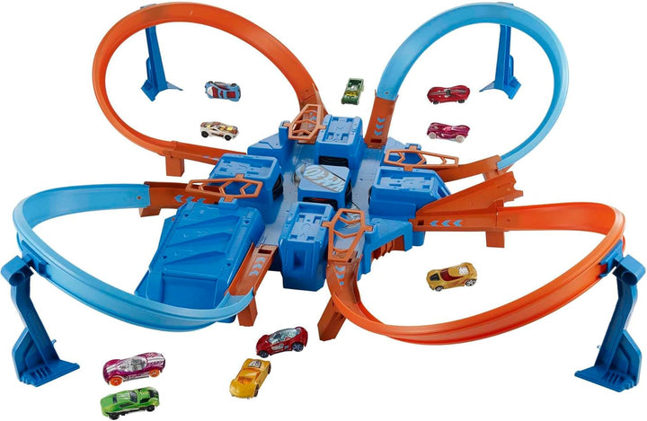 Hot Wheels DTN42 - Trackset, mit Rampen, Kreuzungen und Looping, Parkplätzen, + 1 Fahrzeug B01ARGC5F