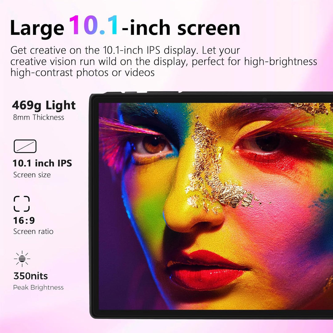 GOODTEL Neueste Tablet 10.1 Zoll Android mit 12GB RAM+128GB ROM 1TB TF, 5G+2.4G WiFi, GPS, Bluetooth