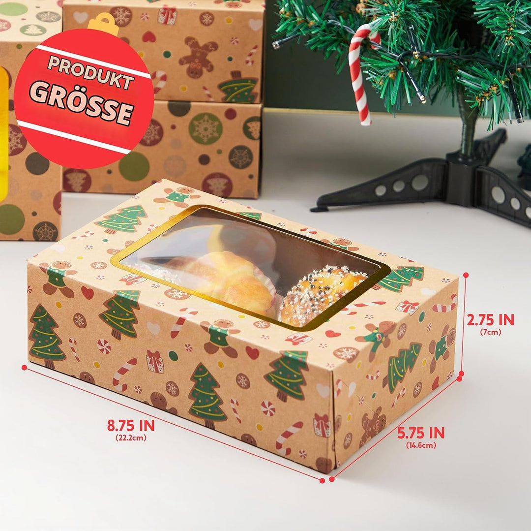 JOYIN 12 Stück folierte Weihnachts-Plätzchenboxen mit Fenster, Leckerli-Boxen für Donut und Kekse, b