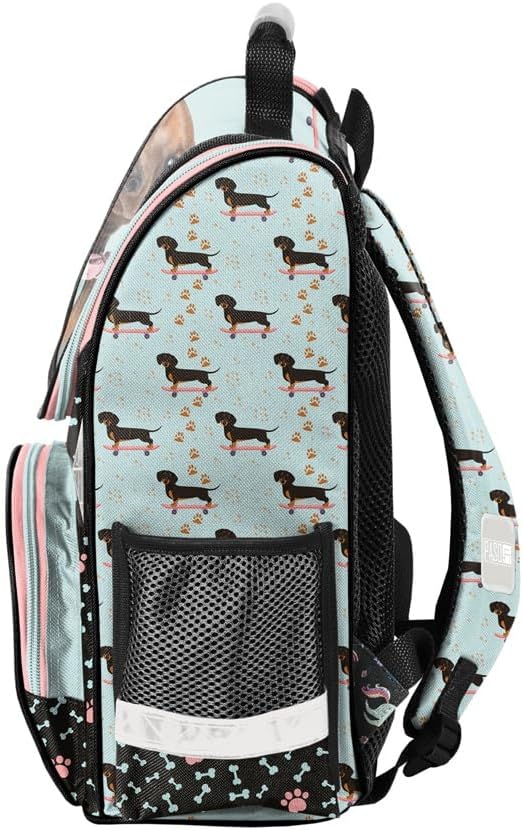 Familando - Schulranzen Set - 8-teilig mit Federmappe - Weenie Dog Dackel - Ergonomisch, stabil & mi
