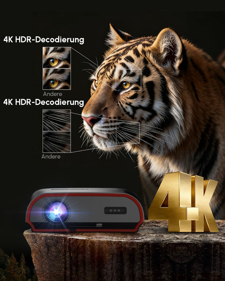 4K Heimkino Beamer mit HDMI ARC Smart OS, 2200ANSI Tageslich Ultra HD Smart Projektor für Schlafzimm