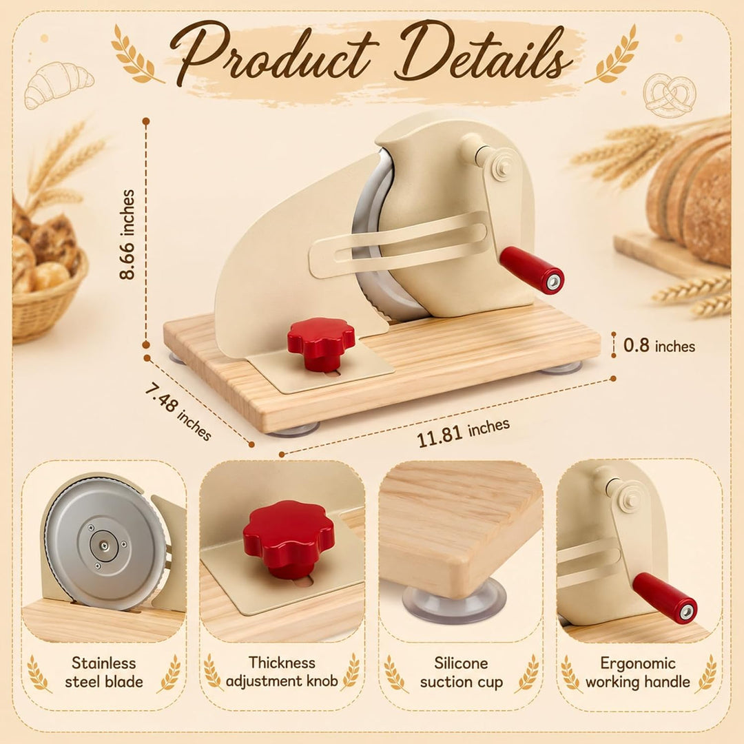 Brotschneidemaschine Manuell,Einstellbarer Schnittstärke 0-28Mm,Mit Handkurbel&Rutschfester Saugnapf