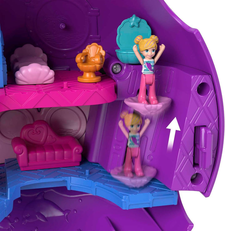 POLLY POCKET Sparkle Cove Adventure Narwalabenteurer Boot - 2 Puppen, 3 auflösbare Perlen, 13 Zubehö