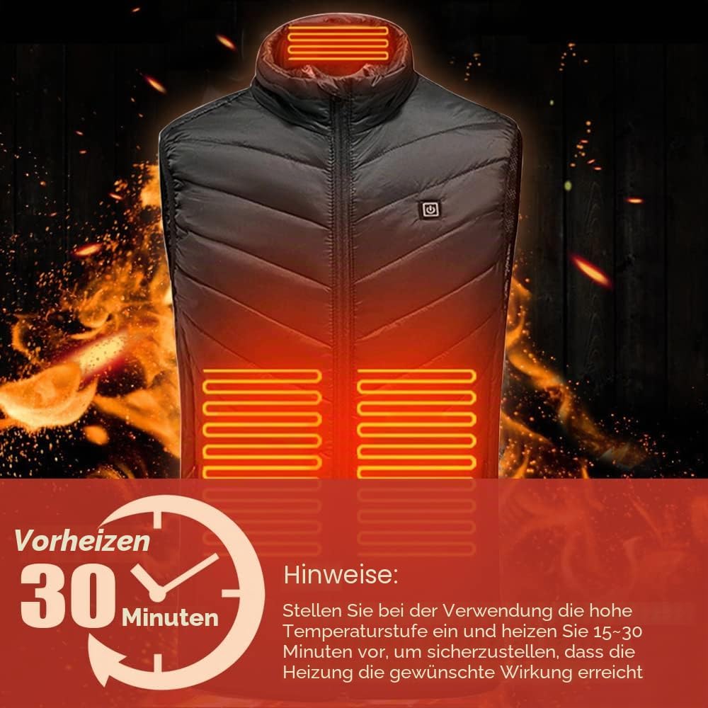 Beheizte Weste USB, Beheizbare Jacke Herren Damen, Heizweste Winter Weste Elektrische Warme mit 3 Te