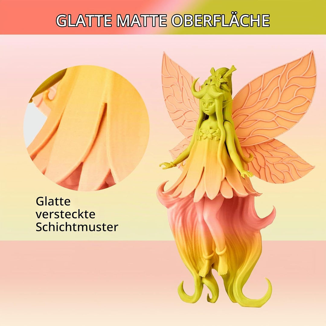 ERYONE Matte PLA 3D Drucker Filament 1.75mm, Matte Gradient Rainbow PLA, Massgenauigkeit +/- 0.03 mm