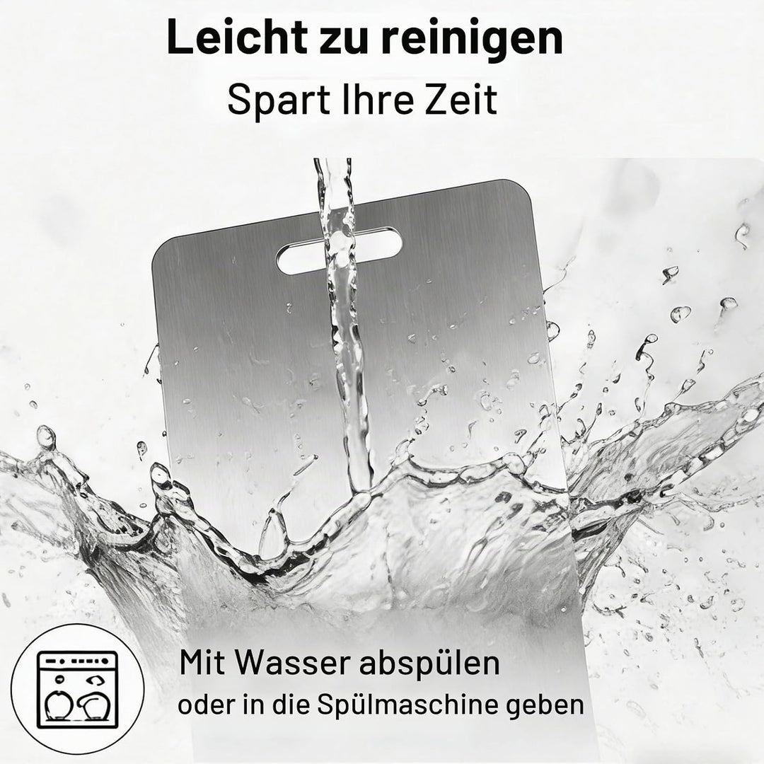 Edelstahl Schneidebrett Set 3-teilig, 1mm Ultra-Dünn &amp; Flexibel, Spülmaschinenfest &amp; Rostfrei, Doppe