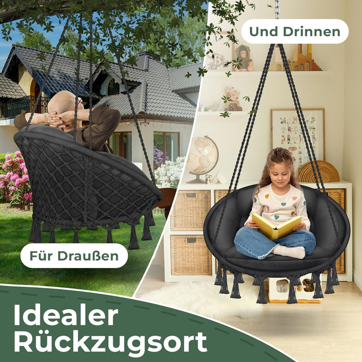 KESSER® Hängesessel mit Kissen - Chill Hängestuhl zum Aufhängen für Erwachsene & Kinder Hängematte b