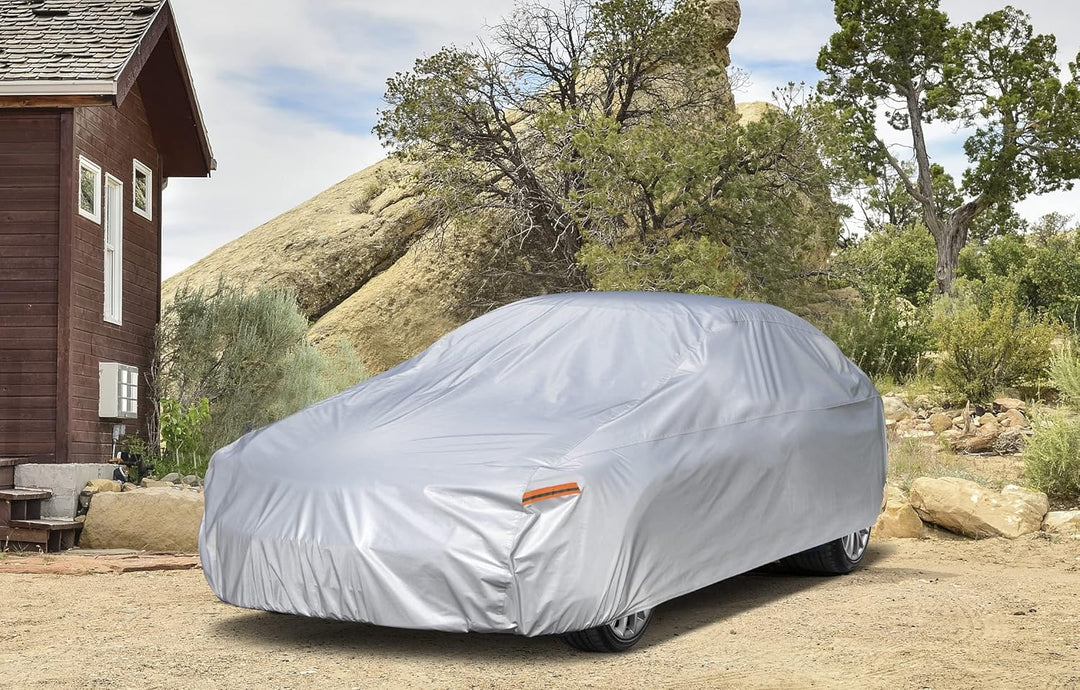 Kayme 6 Schichten Coupé Autoabdeckung Wasserdicht Atmungsaktiv, Vollgarage Autoplane für Sonne Staub