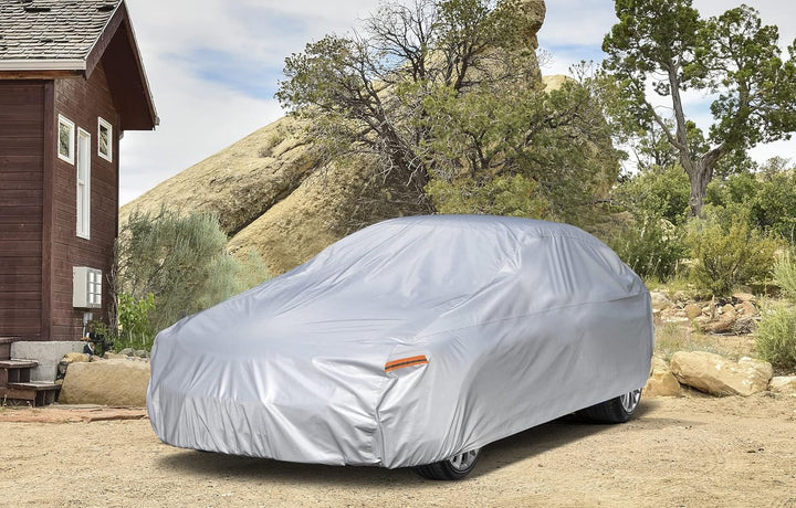 Kayme 6 Schichten Coupé Autoabdeckung Wasserdicht Atmungsaktiv, Vollgarage Autoplane für Sonne Staub