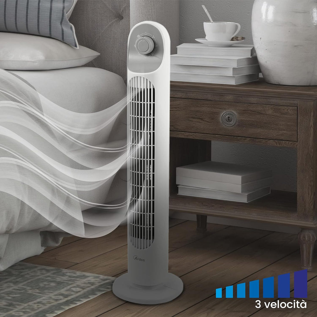 ARDES - Vertikalventilator Höhe 81 cm mit 3 Intensitäten und automatischer Oszillation des Turms, fü