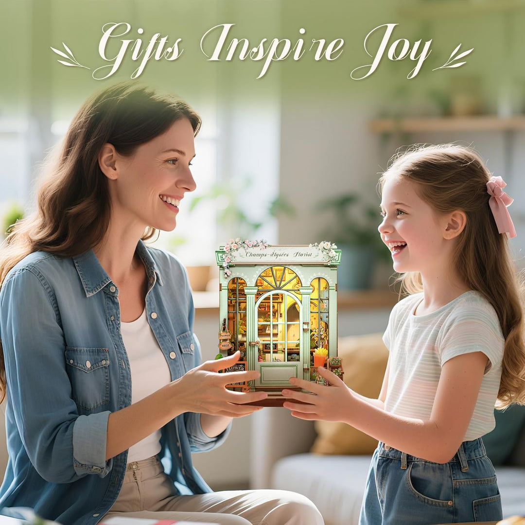 CUTEBEE Book Nook Kit - DIY Miniatur Puppenhaus zum Selberbauen mit LED-Beleuchtung Bücherregal Deko
