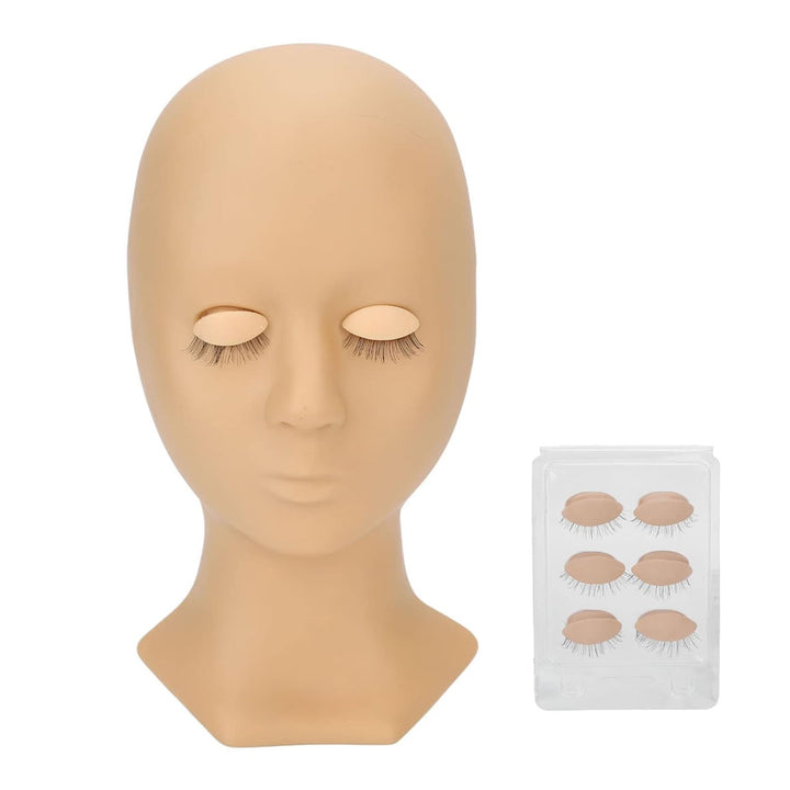 Übungskopf für die Wimpernverlängerung Silikon-Make-up-Trainingskopf mit 4 Paar Austauschbaren Augen