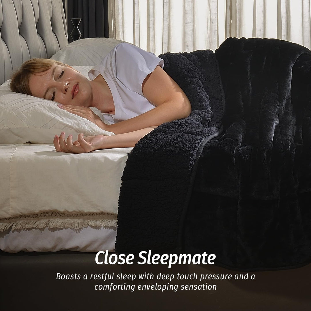 Wemore Sherpa Fleece Weighted Blanket für Erwachsene, 15 lbs Dual Sided Cozy Fluffy Heavy Decke, Ult