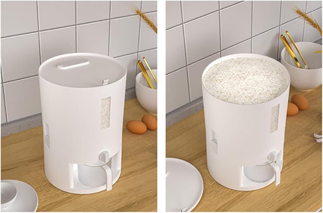 Müslispender 6KG/10KG Küche Trockenen Lebensmittel Spender Getreide Reis Container mit Skala für Bla