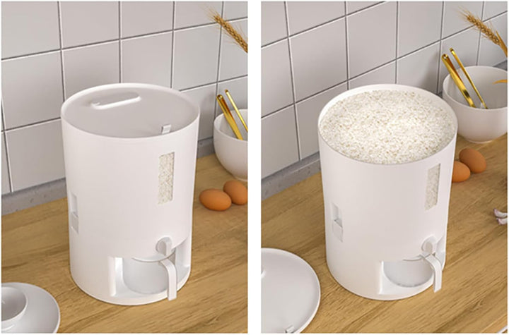 Müslispender 6KG/10KG Küche Trockenen Lebensmittel Spender Getreide Reis Container mit Skala für Bla