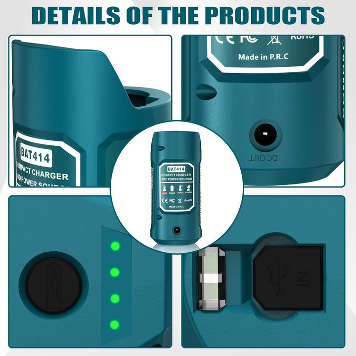 Upgrade 12V USB Power Source Ladegerät Adapter für Bosch Professional 12V Akku, Type-C Eingang, USB