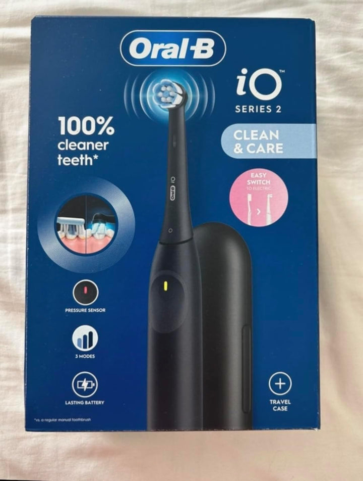 Oral-B iO 2 elektrische Zahnbürste, blau, für Erwachsene, 3 Reinigungsmodi, sanft für das Zahnfleisc