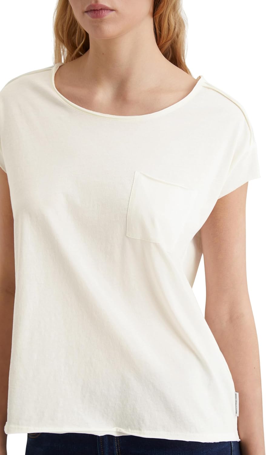 Marc O'Polo DENIM T-Shirt – Basic Damen Top – Relaxed Fit – Organic Cotton M Weiss, M Weiss