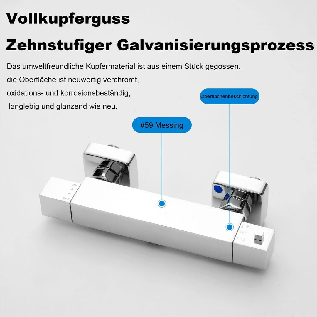 KOMIRO Duscharmatur mit Thermostat, Mischbatterie Dusche, Duschthermostat Duscharmatur mit 38℃ Siche