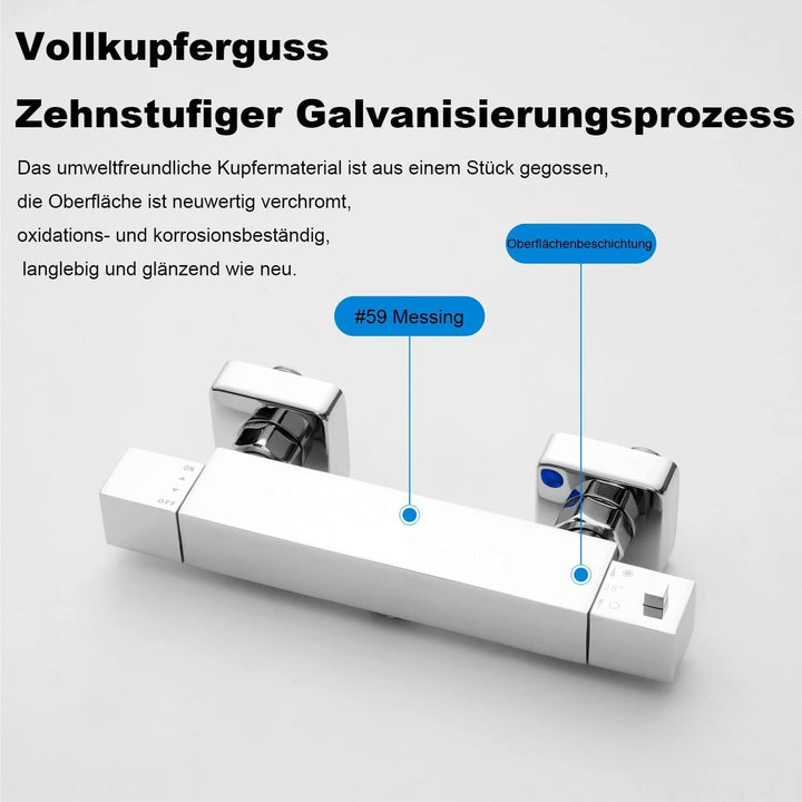 KOMIRO Duscharmatur mit Thermostat, Mischbatterie Dusche, Duschthermostat Duscharmatur mit 38℃ Siche